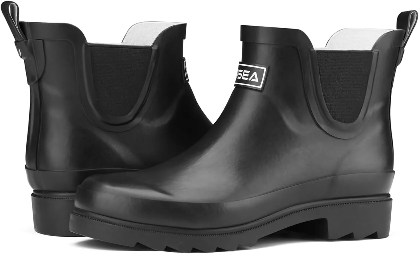 HISEA Women's Short Rubber Rain Boots Waterproof Chelsea Garden Boots for Ladies with Comfort Insole Stylish Ankle Rain Shoes Outdoor Work Booties