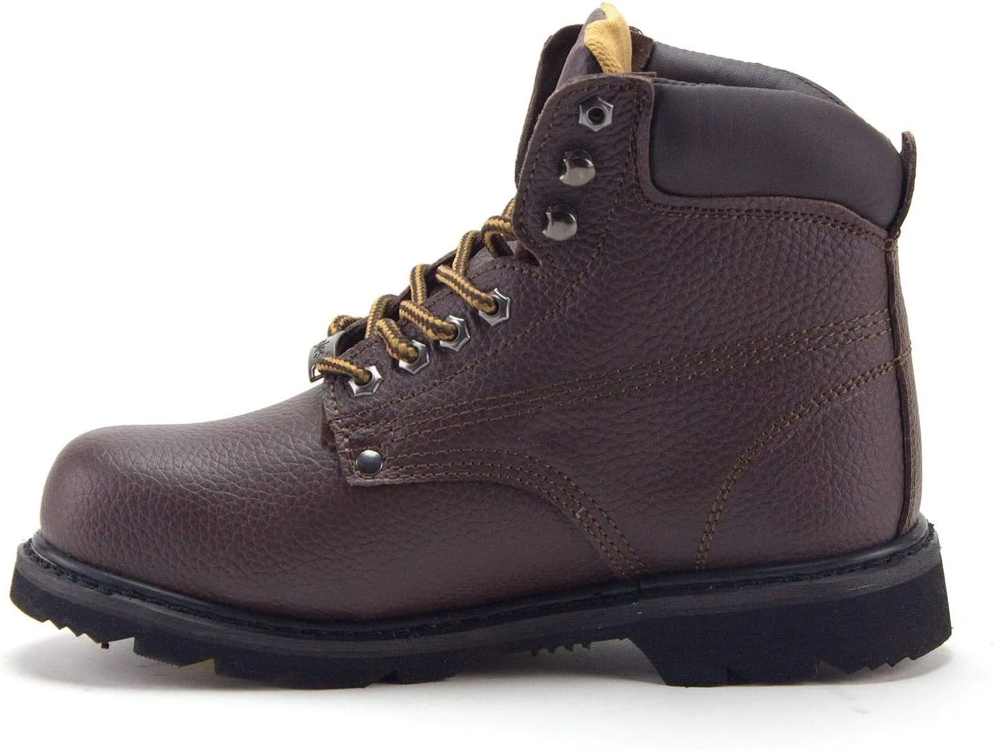 Jazam Men's Genuine Leather Brown Steel Toe Outdoor Construction Safety Work Boots