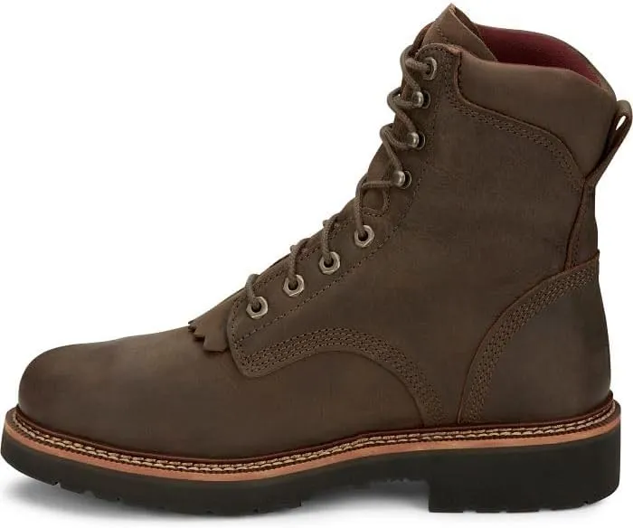 Justin Rivot 8'' Men's Waterproof Steel Toe Work Boot, Durable Leather, Slip-Resistant, All-Day Comfort