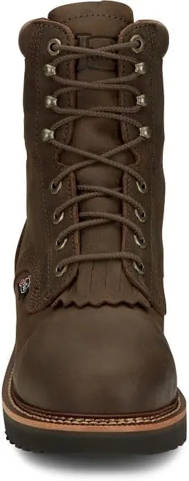 Justin Rivot 8'' Men's Waterproof Steel Toe Work Boot, Durable Leather, Slip-Resistant, All-Day Comfort