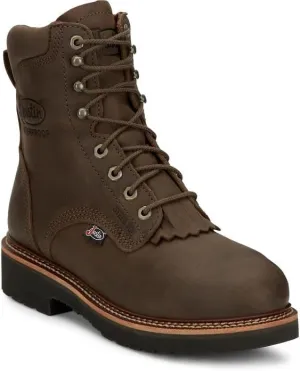 Justin Rivot 8'' Men's Waterproof Steel Toe Work Boot, Durable Leather, Slip-Resistant, All-Day Comfort