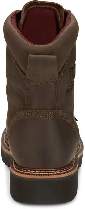 Justin Rivot 8'' Men's Waterproof Steel Toe Work Boot, Durable Leather, Slip-Resistant, All-Day Comfort