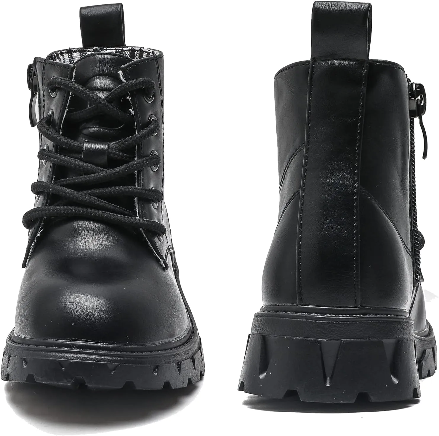 kkdom Boys Girls Waterproof Lace Up Side Zipper Ankle Combat Boots(Toddler/Little Kid/Big Kid)