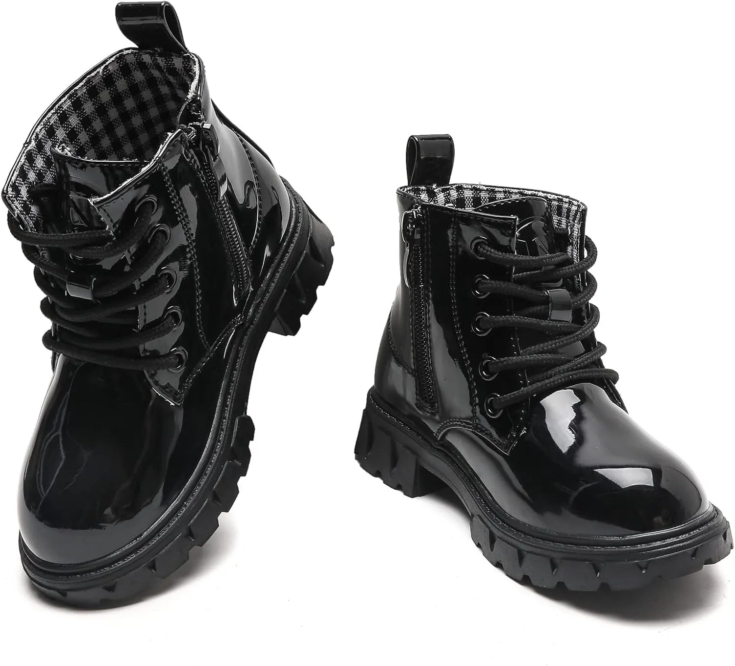 kkdom Boys Girls Waterproof Lace Up Side Zipper Ankle Combat Boots(Toddler/Little Kid/Big Kid)
