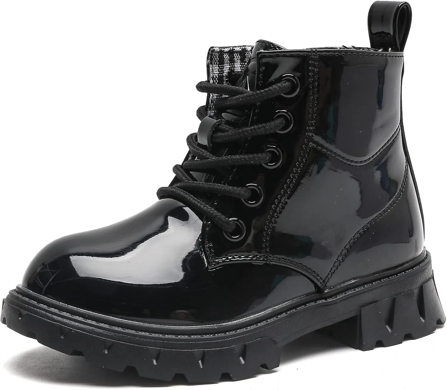 kkdom Boys Girls Waterproof Lace Up Side Zipper Ankle Combat Boots(Toddler/Little Kid/Big Kid)