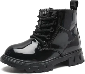 kkdom Boys Girls Waterproof Lace Up Side Zipper Ankle Combat Boots(Toddler/Little Kid/Big Kid)