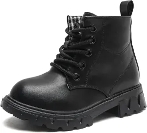 kkdom Boys Girls Waterproof Lace Up Side Zipper Ankle Combat Boots(Toddler/Little Kid/Big Kid)