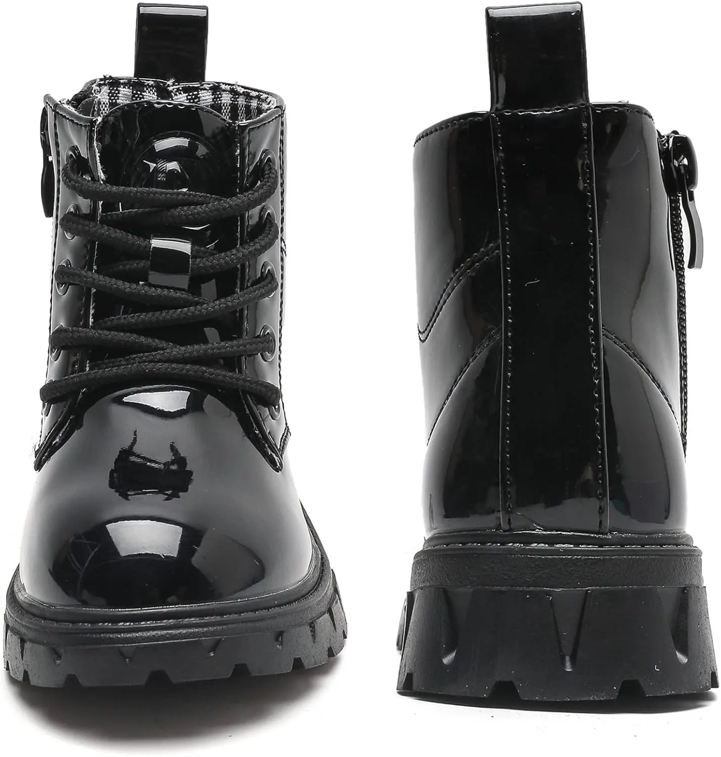 kkdom Boys Girls Waterproof Lace Up Side Zipper Ankle Combat Boots(Toddler/Little Kid/Big Kid)