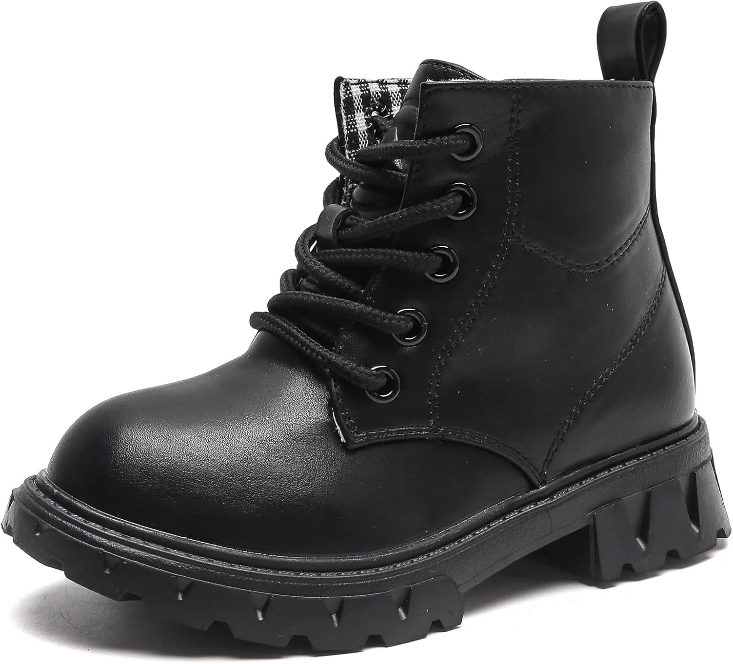 kkdom Boys Girls Waterproof Lace Up Side Zipper Ankle Combat Boots(Toddler/Little Kid/Big Kid)