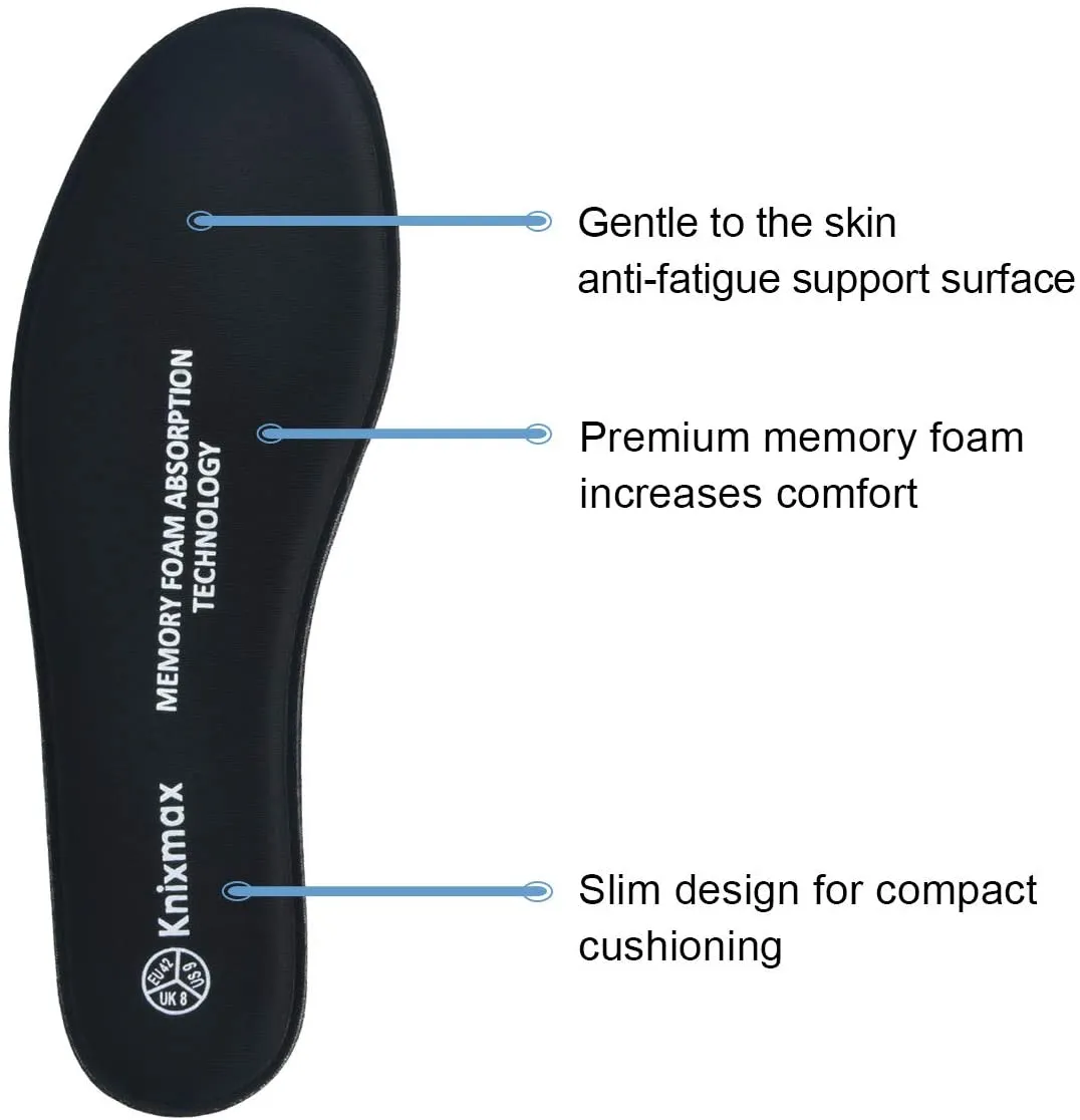 Knixmax Men's Memory Foam Insoles Comfort Shoe Inserts Replacement Innsersoles for Boots Work Shoes Sport Shoes Black US 14/EU 47