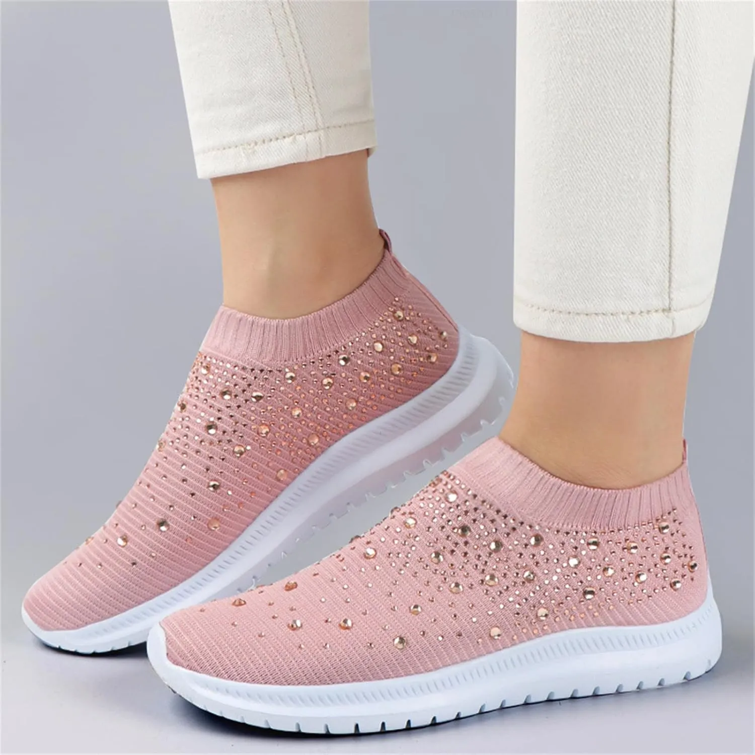 Lausiuoe Slip On Sneakers Women Wide Width Walking Tennis Shoes Lightweight Soft Breathable Road Fall Running Shoes 2022