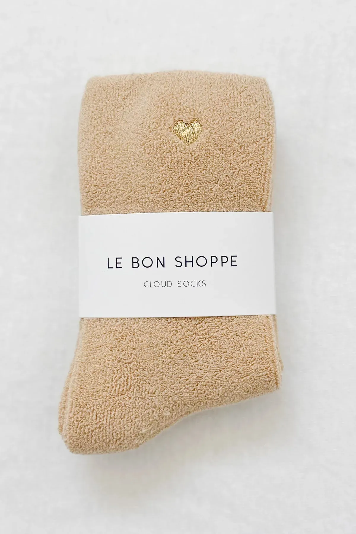 Le Bon Shoppe Embroidered French Vanilla Gold Heart Socks
