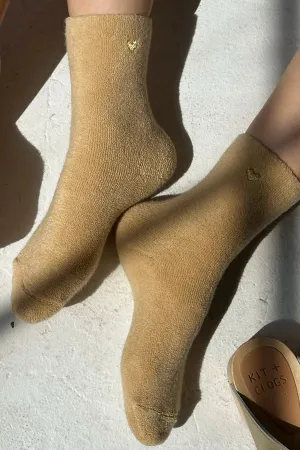 Le Bon Shoppe Embroidered French Vanilla Gold Heart Socks