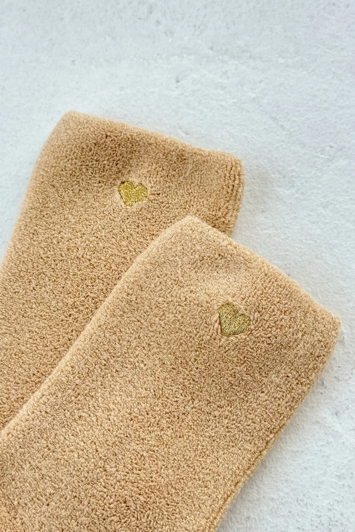 Le Bon Shoppe Embroidered French Vanilla Gold Heart Socks