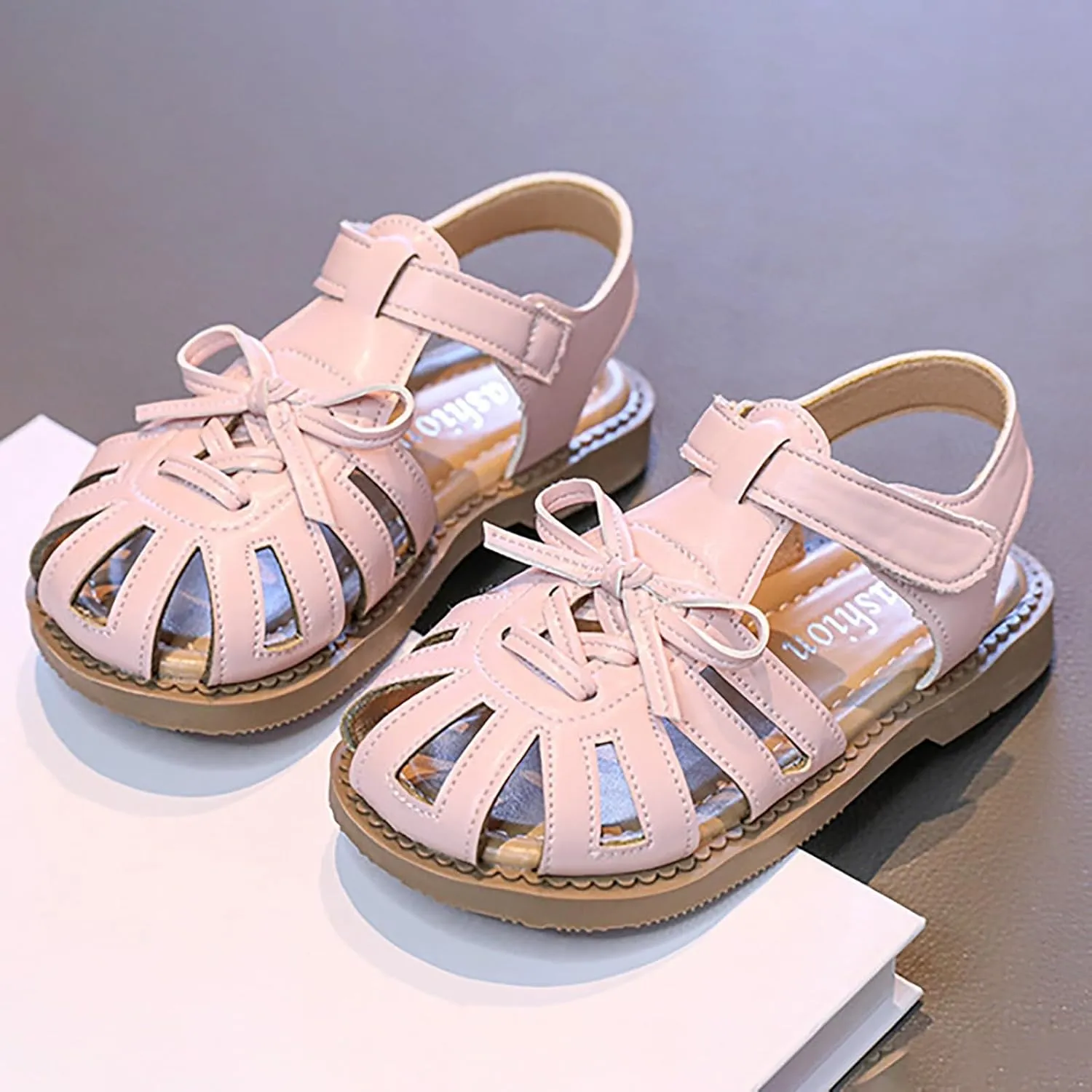 Low Heels Open Toe Princess Sandal Sandals Wrap Head Bow Princess Shoes Middle And Big Children Soft Bottom Sandals Versatile Children Beach Shoes