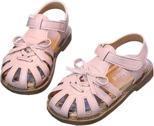 Low Heels Open Toe Princess Sandal Sandals Wrap Head Bow Princess Shoes Middle And Big Children Soft Bottom Sandals Versatile Children Beach Shoes