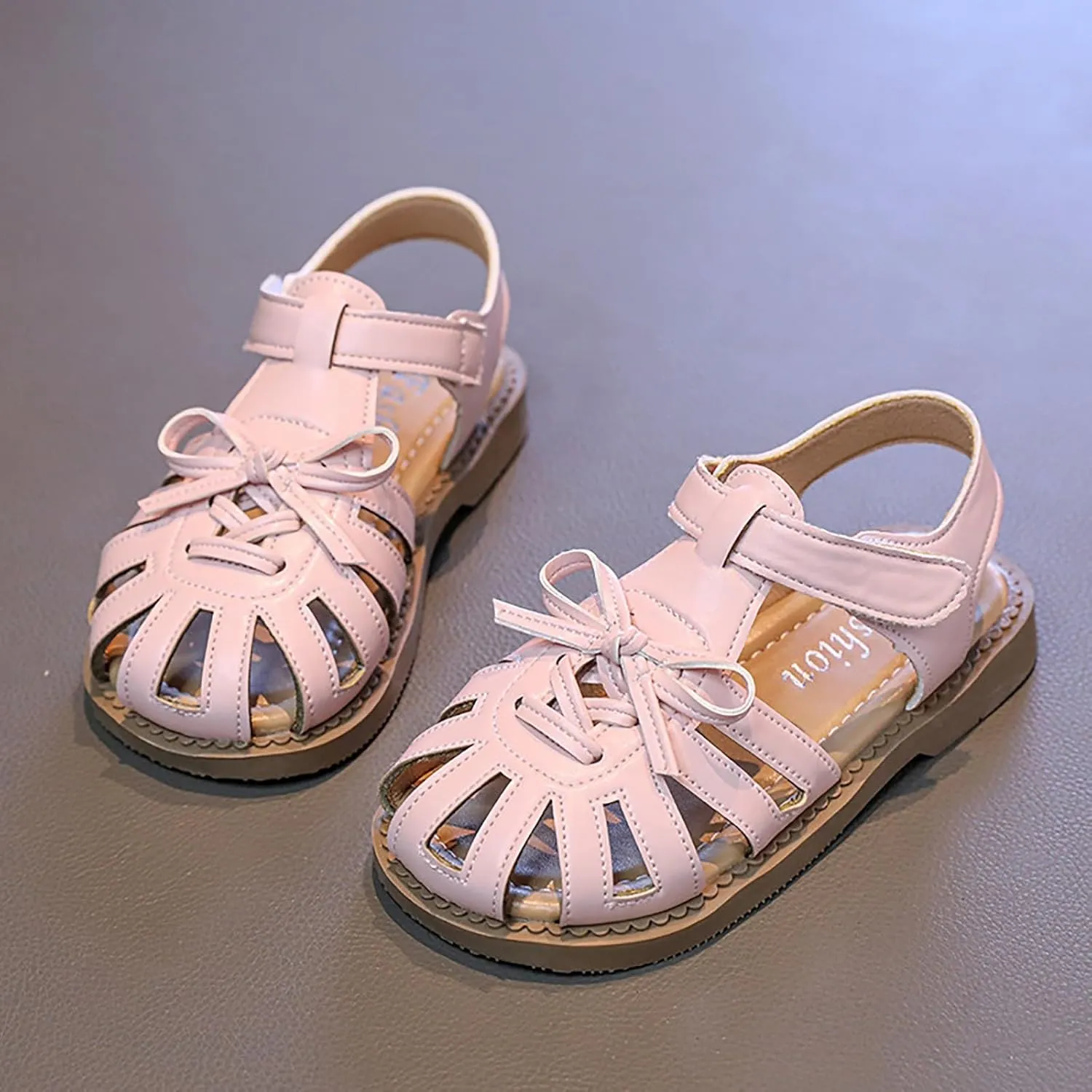 Low Heels Open Toe Princess Sandal Sandals Wrap Head Bow Princess Shoes Middle And Big Children Soft Bottom Sandals Versatile Children Beach Shoes