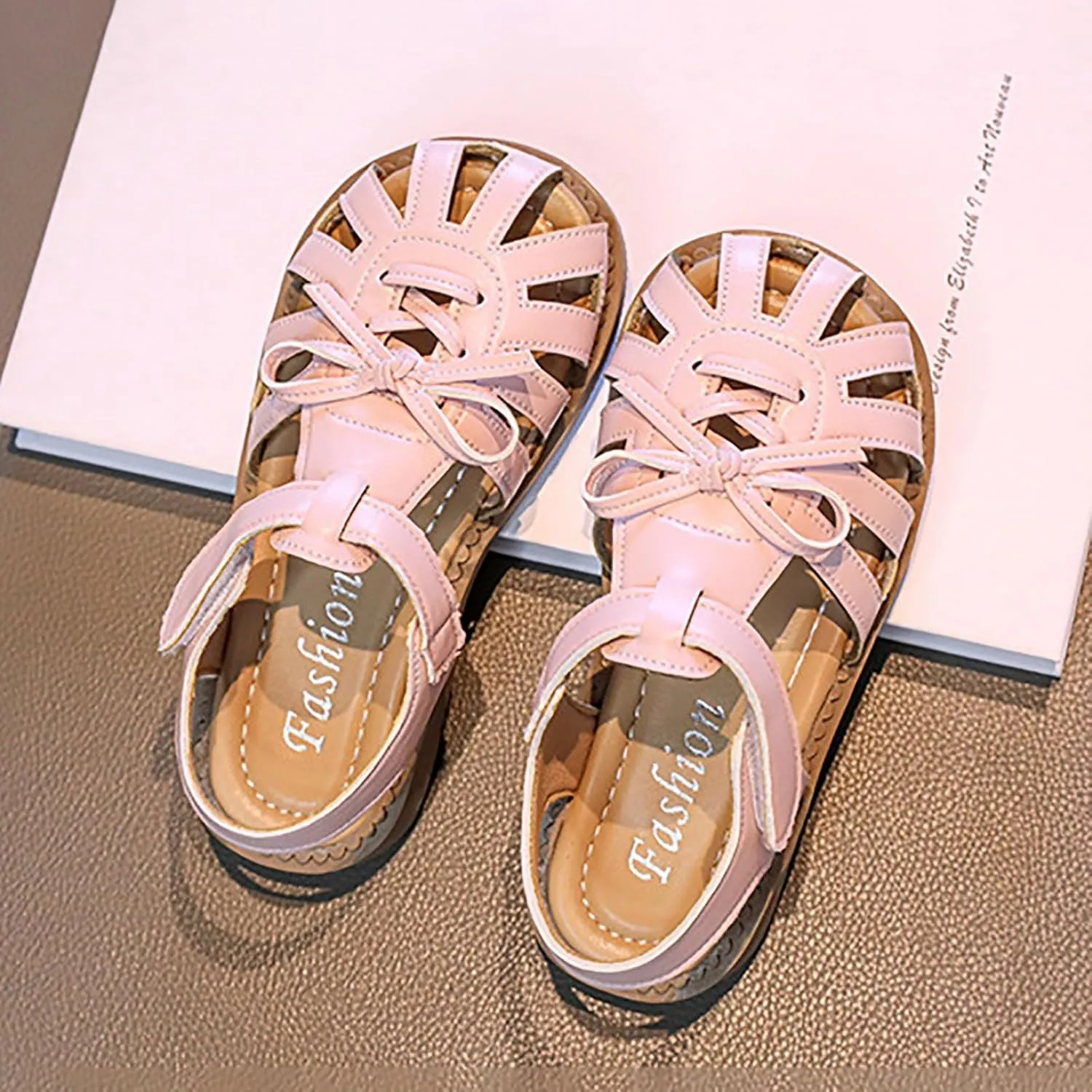 Low Heels Open Toe Princess Sandal Sandals Wrap Head Bow Princess Shoes Middle And Big Children Soft Bottom Sandals Versatile Children Beach Shoes