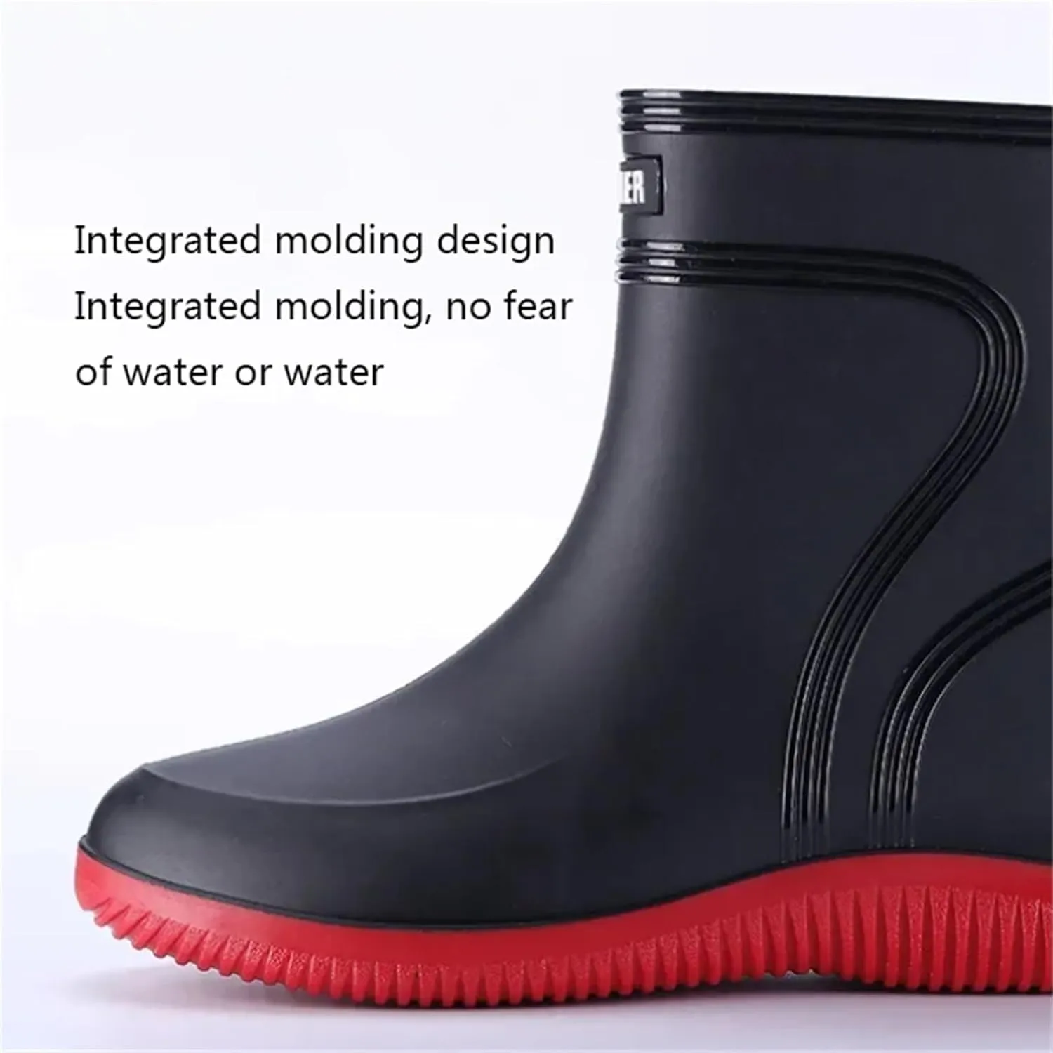 Men's Anti-Skid Fishing Rain Boots, Outdoor Sturdy Durable Waterproof Mid Calf Rubber Work Rain Boot for Men, Garden Hunting Shoes, for Gardening, Fishing, Boating, Camping, Sailing