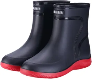 Men's Anti-Skid Fishing Rain Boots, Outdoor Sturdy Durable Waterproof Mid Calf Rubber Work Rain Boot for Men, Garden Hunting Shoes, for Gardening, Fishing, Boating, Camping, Sailing