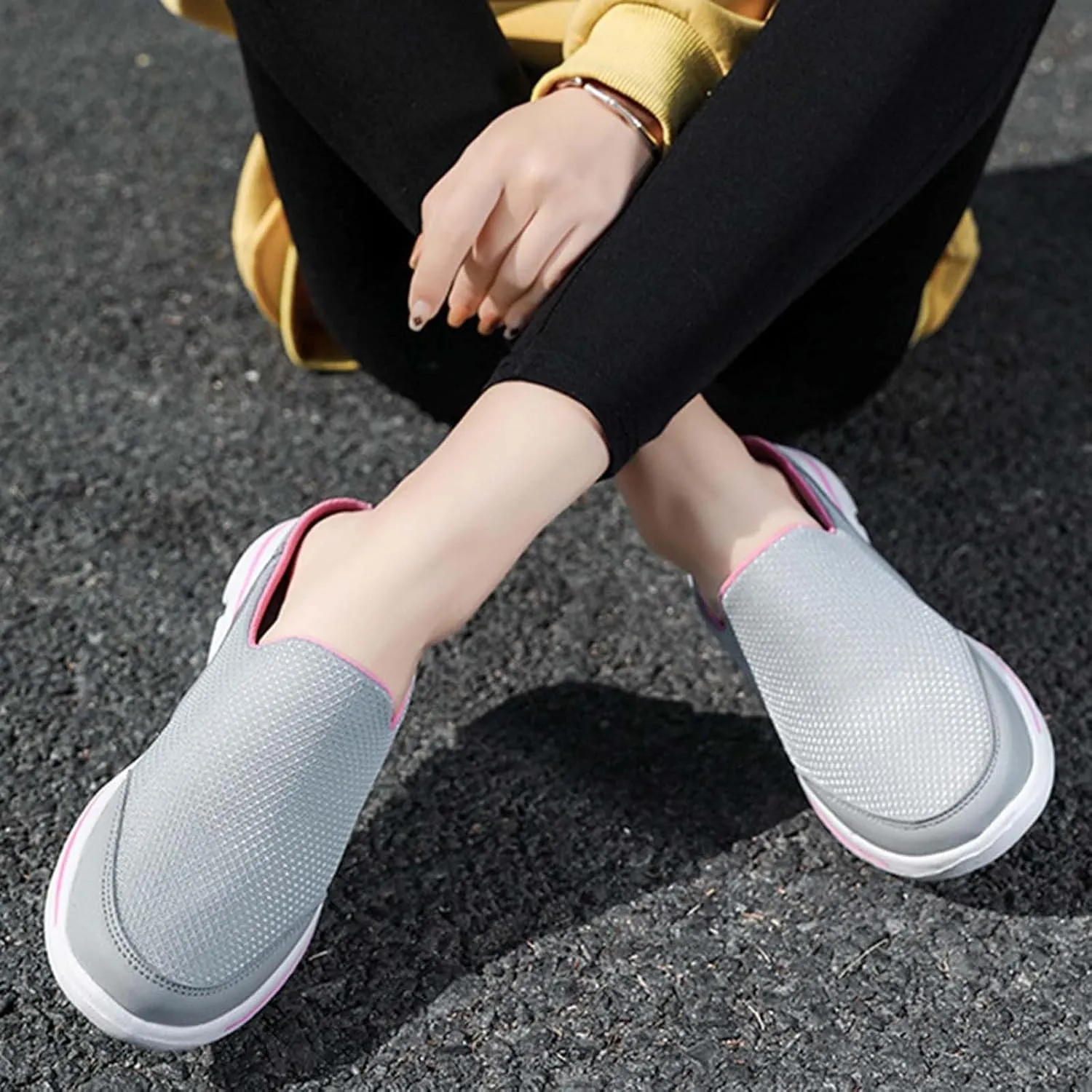 Men's Breathable Barefoot Shoes Soft Flat Soled Slip On Mesh Heelless Walking Shoes Business Casual Shoes