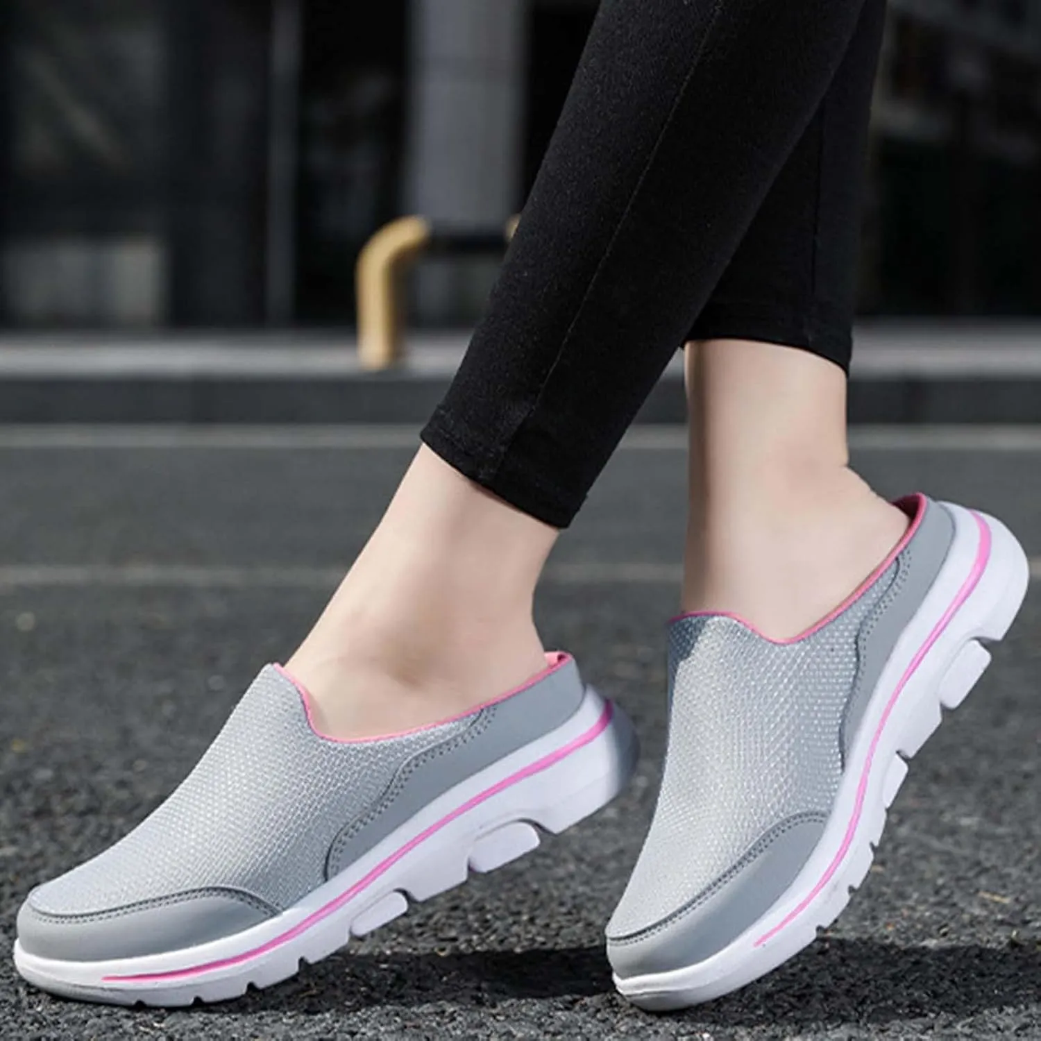 Men's Breathable Barefoot Shoes Soft Flat Soled Slip On Mesh Heelless Walking Shoes Business Casual Shoes