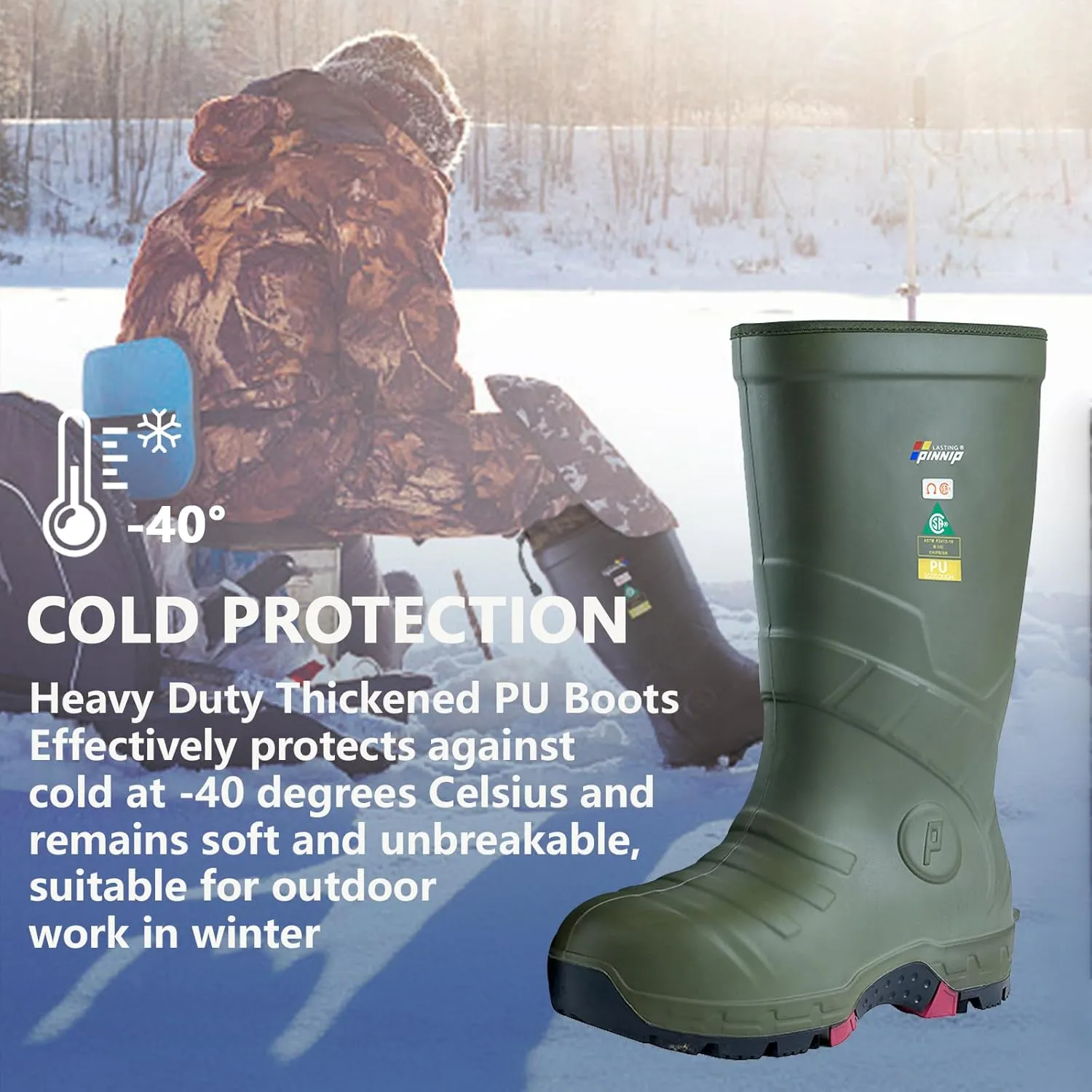 Mens Heavy Duty PU Rubber Work Boots With Composite Toe Insulated Mining Boots ASTM F2413-18 Acid & Oil Resistant