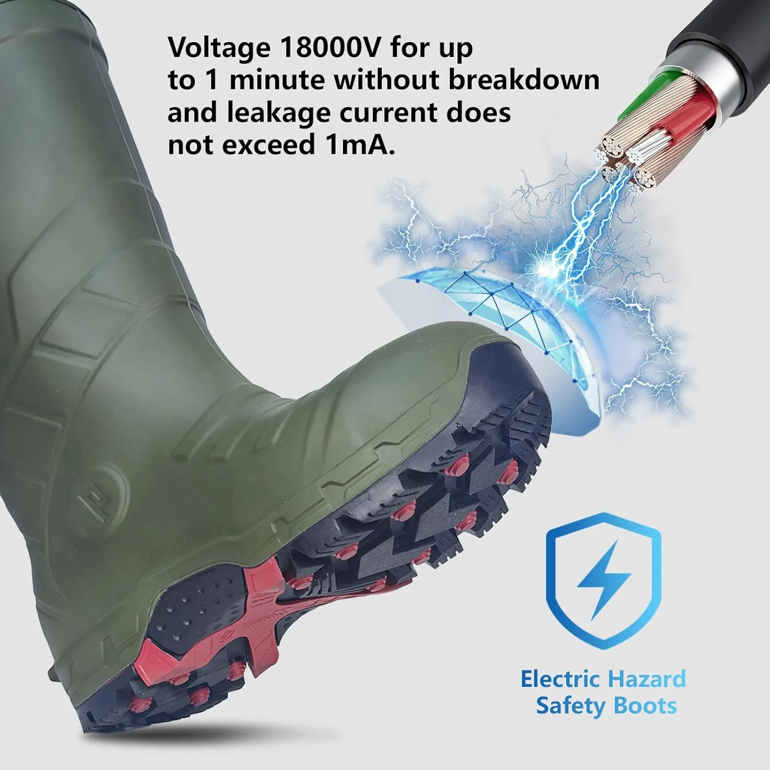 Mens Heavy Duty PU Rubber Work Boots With Composite Toe Insulated Mining Boots ASTM F2413-18 Acid & Oil Resistant