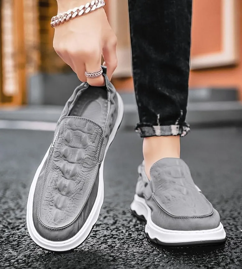 Men's Relaxed-Fit Slip-On Loafer, Canvas Loafers with Arch Support, Outdoor Walking Slippers Shoes