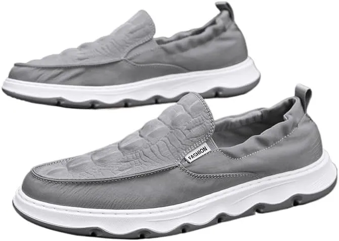 Men's Relaxed-Fit Slip-On Loafer, Canvas Loafers with Arch Support, Outdoor Walking Slippers Shoes