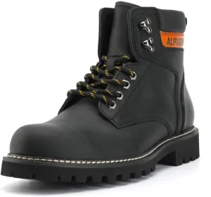 Mens Soft Toe Work Leather Boots for Construction Rubber Sole Work Boots for Men