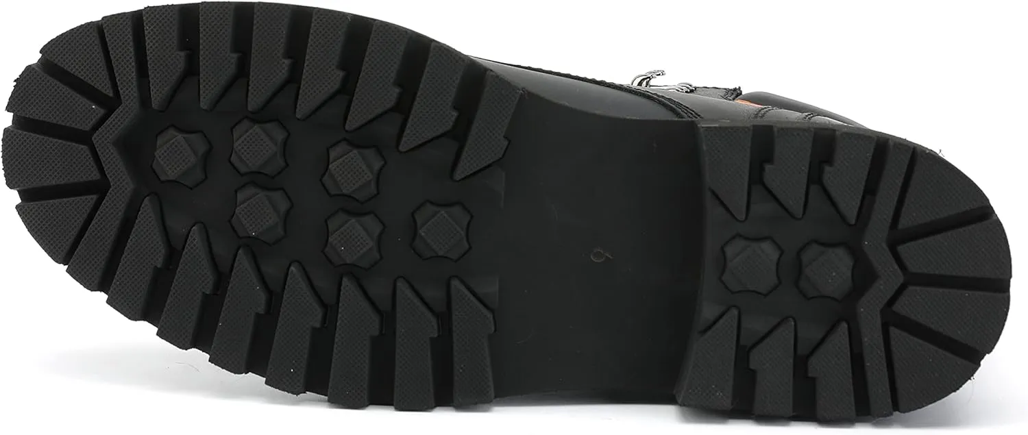 Mens Soft Toe Work Leather Boots for Construction Rubber Sole Work Boots for Men