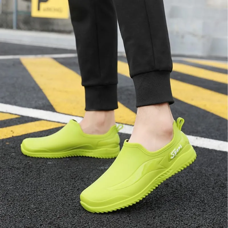 Men'S Stylish Short Rain Boots - Slip-On, Non-Slip, Waterproof Work Boots Comfortable All-Season Rain Shoes