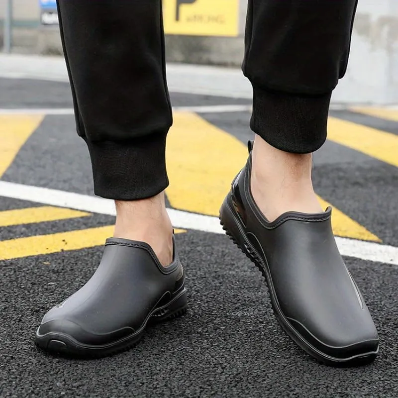 Men'S Stylish Short Rain Boots - Slip-On, Non-Slip, Waterproof Work Boots Comfortable All-Season Rain Shoes