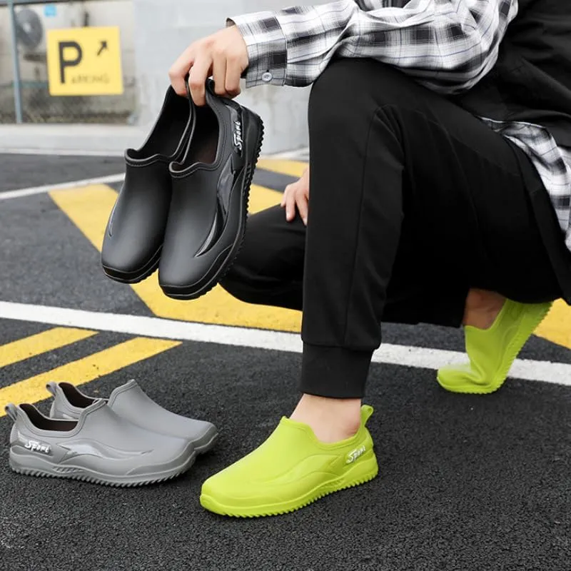 Men'S Stylish Short Rain Boots - Slip-On, Non-Slip, Waterproof Work Boots Comfortable All-Season Rain Shoes
