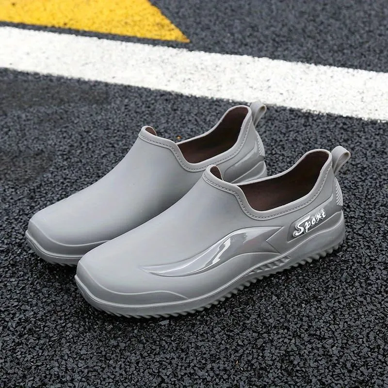 Men'S Stylish Short Rain Boots - Slip-On, Non-Slip, Waterproof Work Boots Comfortable All-Season Rain Shoes