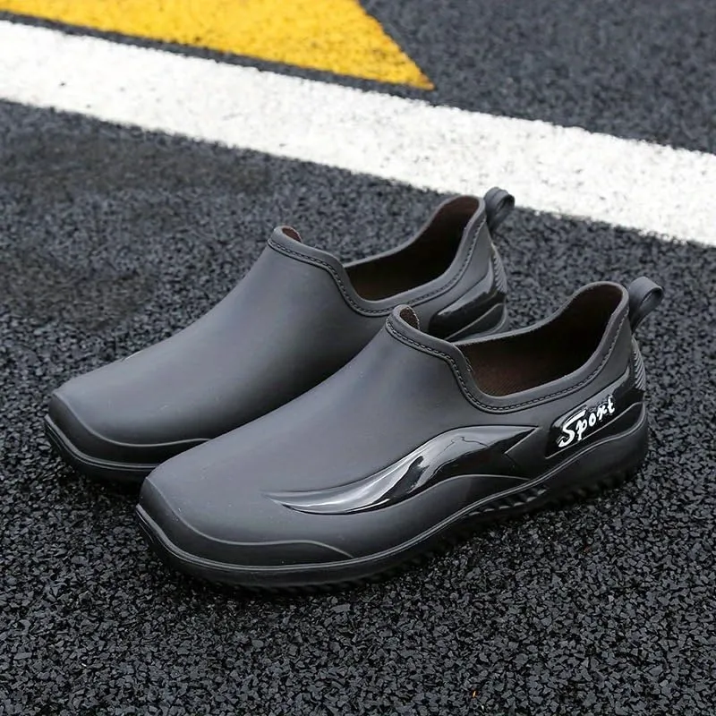 Men'S Stylish Short Rain Boots - Slip-On, Non-Slip, Waterproof Work Boots Comfortable All-Season Rain Shoes