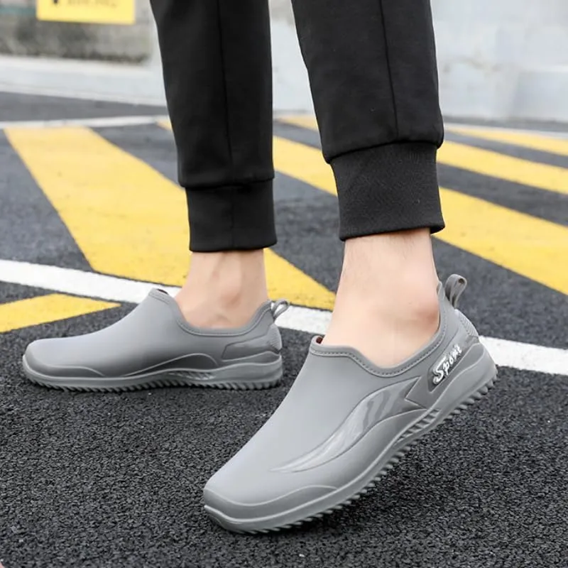 Men'S Stylish Short Rain Boots - Slip-On, Non-Slip, Waterproof Work Boots Comfortable All-Season Rain Shoes