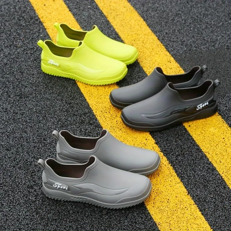 Men'S Stylish Short Rain Boots - Slip-On, Non-Slip, Waterproof Work Boots Comfortable All-Season Rain Shoes