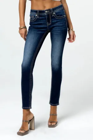 Miss Me Mid Rise Dark Wash Skinny Jeans