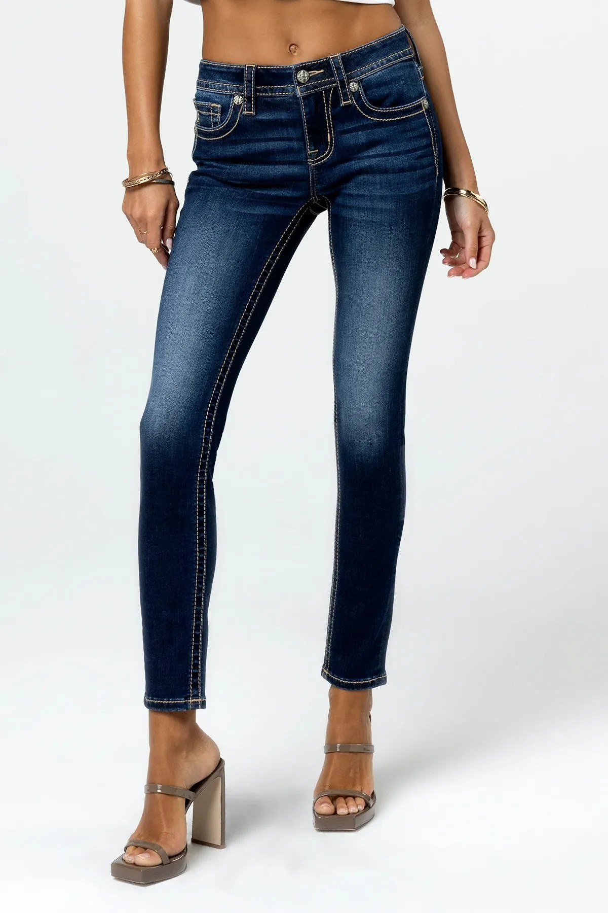Miss Me Mid Rise Dark Wash Skinny Jeans