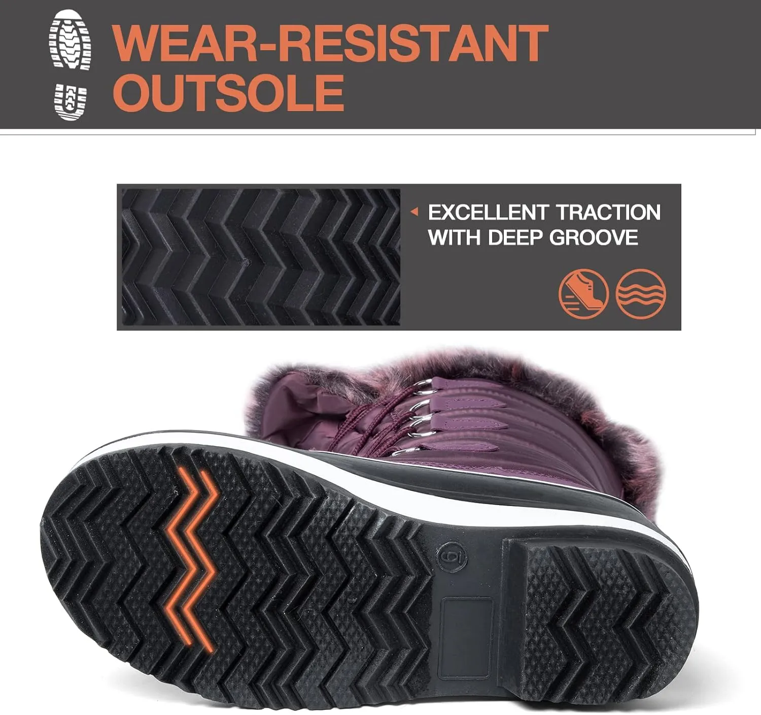 mysoft Women's Waterproof Winter Boots, Warm Insulated Snow Boots for Outdoor
