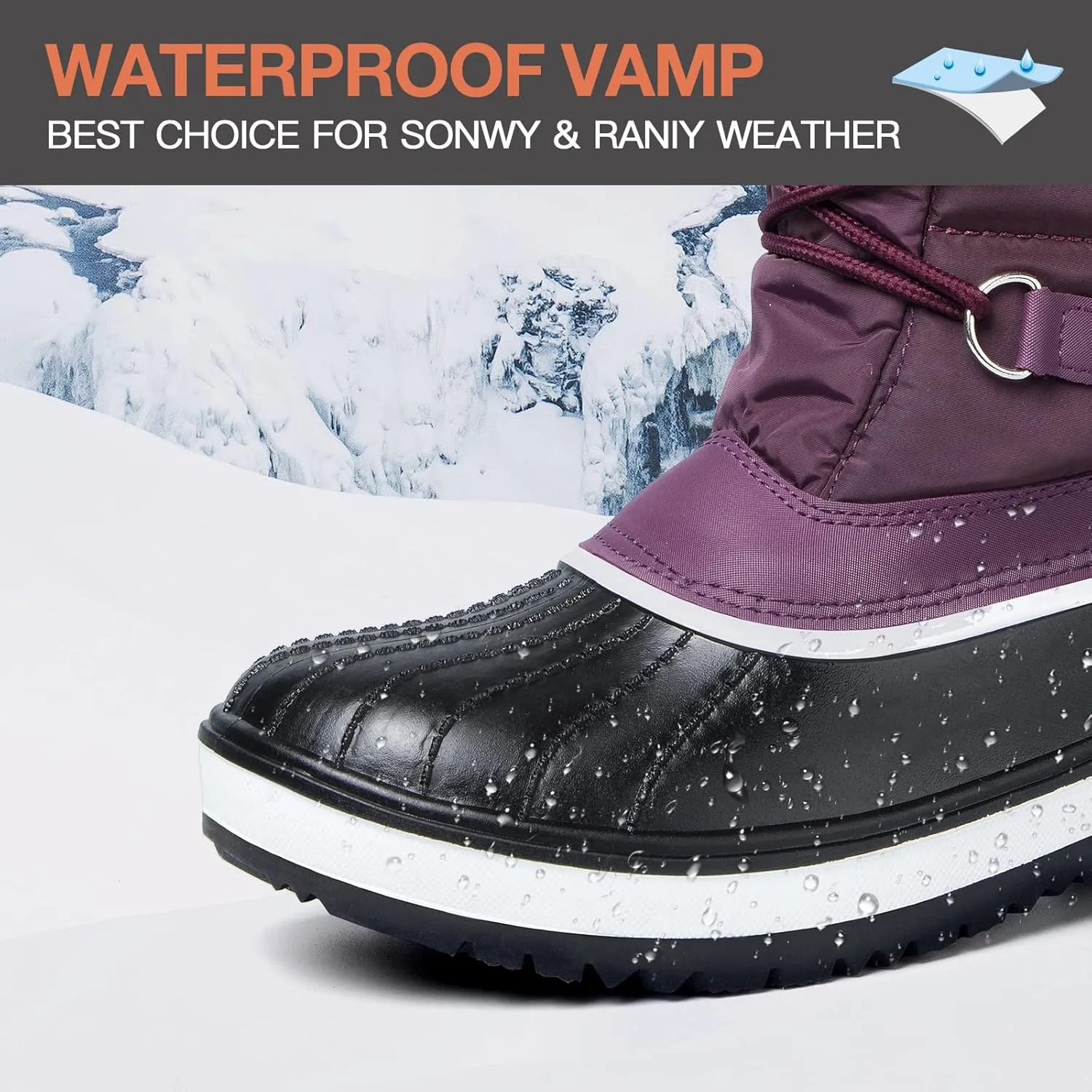 mysoft Women's Waterproof Winter Boots, Warm Insulated Snow Boots for Outdoor