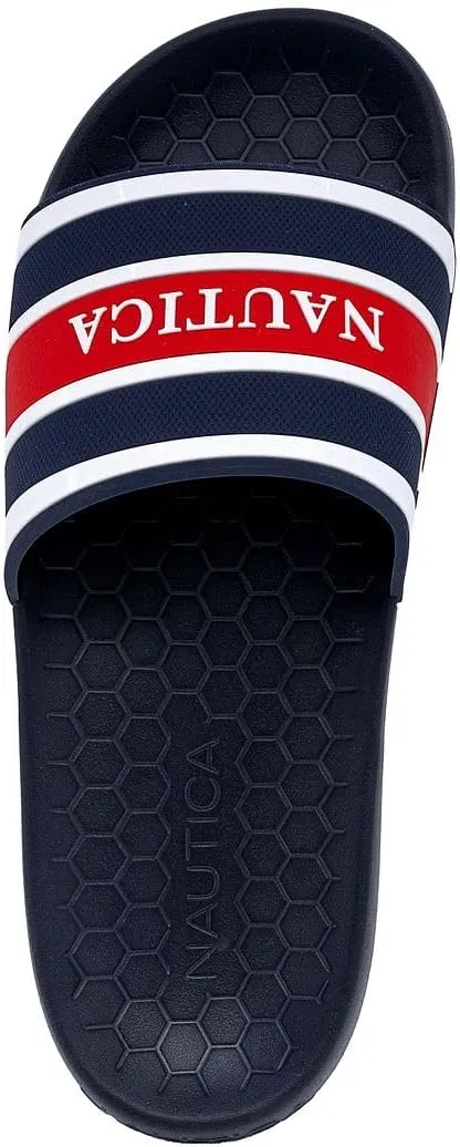 Nautica Men's Slide Sandals  Comfortable Slip-On Pool & Beach Shoes with Cushioned Footbed for Casual Wear