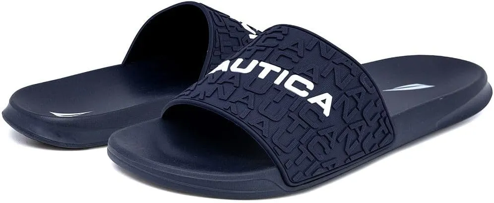 Nautica Men's Slide Sandals  Comfortable Slip-On Pool & Beach Shoes with Cushioned Footbed for Casual Wear