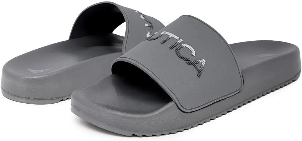 Nautica Men's Slide Sandals  Comfortable Slip-On Pool & Beach Shoes with Cushioned Footbed for Casual Wear