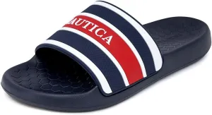 Nautica Men's Slide Sandals  Comfortable Slip-On Pool & Beach Shoes with Cushioned Footbed for Casual Wear
