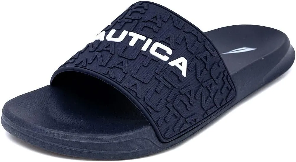 Nautica Men's Slide Sandals  Comfortable Slip-On Pool & Beach Shoes with Cushioned Footbed for Casual Wear