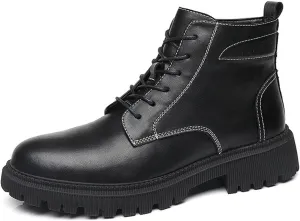 New Ankle Boots For Men Non Slip Block Heel Waterproof Derby Sewing Thread Cowhide Leather Fashion Dress Stylish