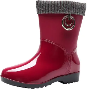 NLOMOCT Short Rain Boots for Women Wide Mid Calf Rain Boots For Women Waterproof Garden Shoes Anti-Slipping Rainboots for Ladies Comfortable Insoles Stylish Light rain Shoes Outdoor Work Shoes 03